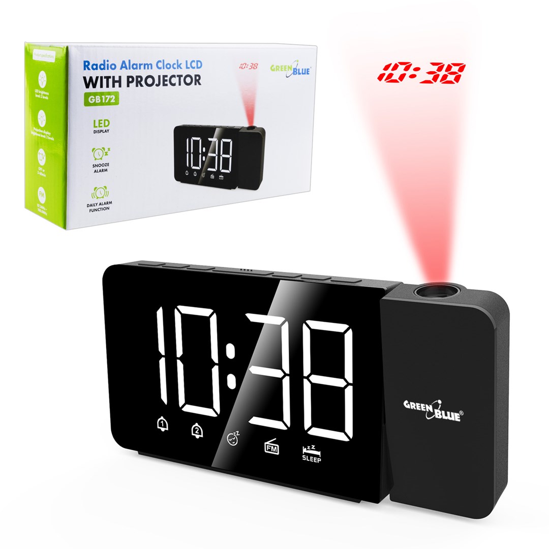 Radio sat s projektorom GREENBLUE GB172 (FM radio, alarm, USB)-3