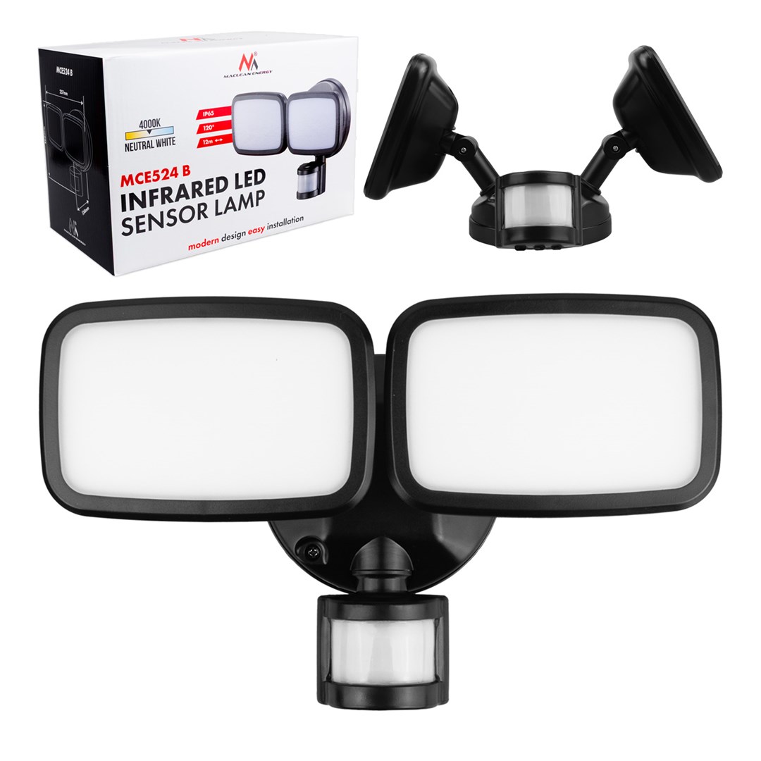 LED zidna lampa MACLEAN MCE524 B (sa senzorom pokreta, 20W, 1500lm, 4000K, IP65, crna)-3