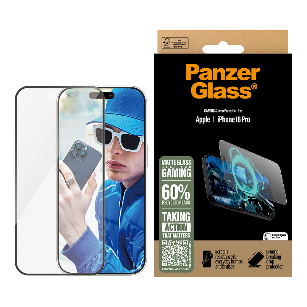 Zaštitno staklo PANZERGLASS za iPhone 16 Pro (Gaming, Ultra-Wide Fit, Matte)-1