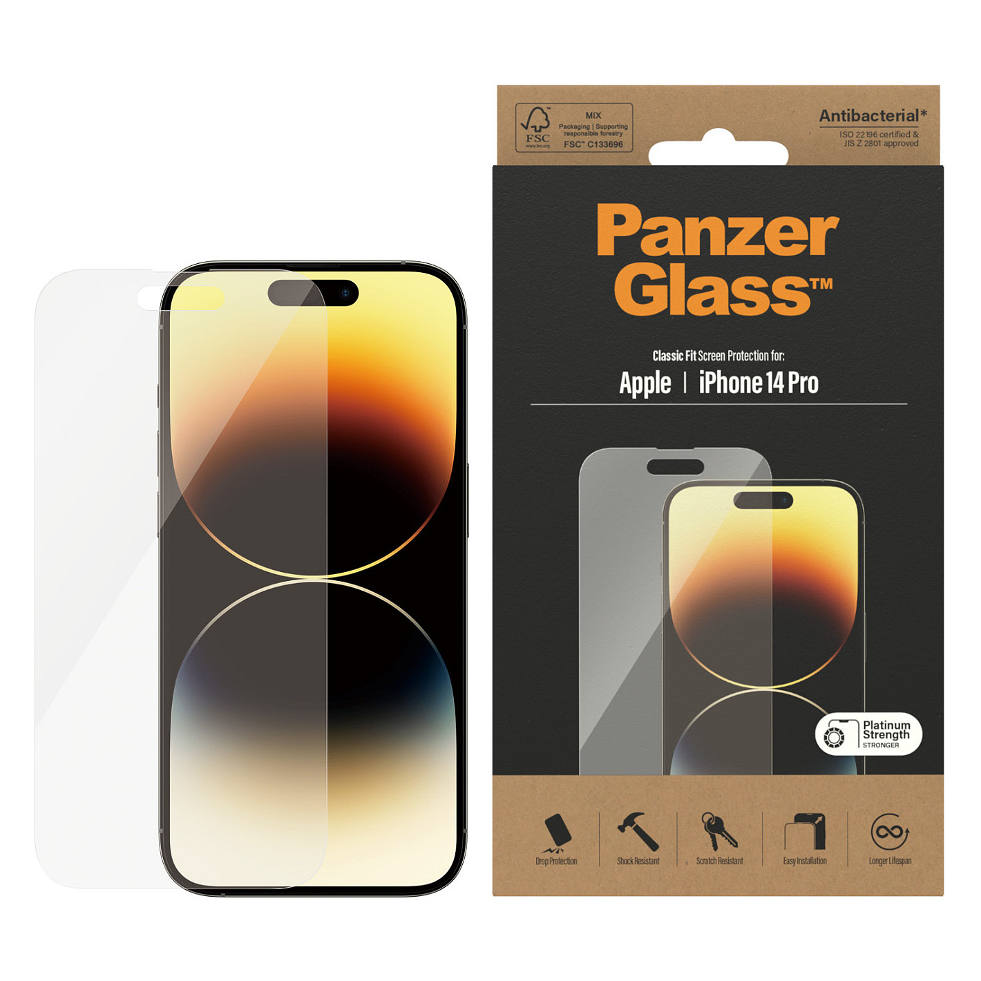 Zaštitno staklo PANZERGLASS za iPhone 14 Pro (Anti-Bacterial)-2