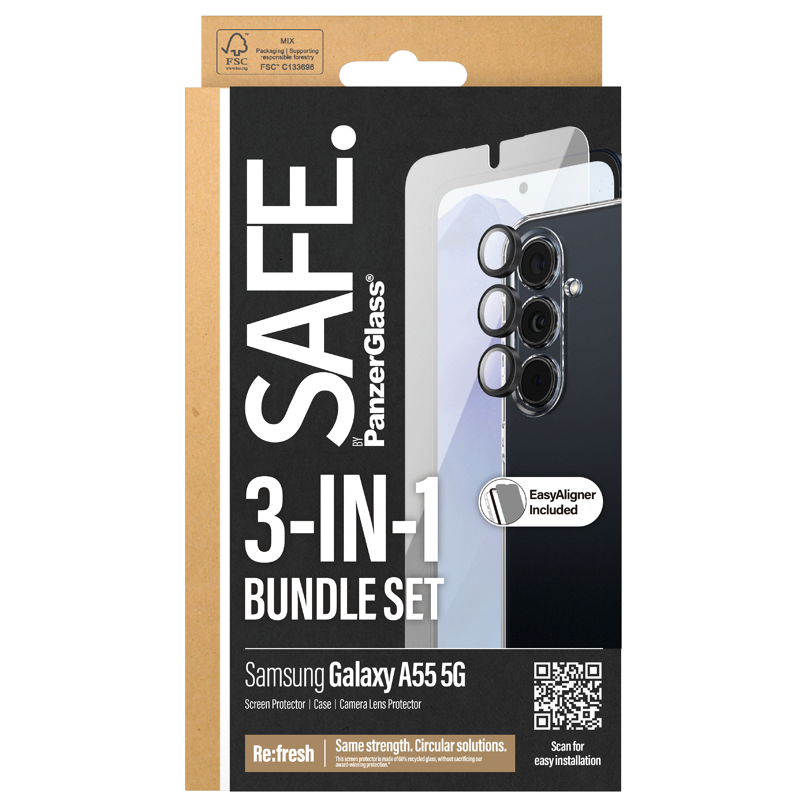 Bundle zaštitno staklo i maskica PANZERGLASS za Samsung Galaxy A55 5G (HardCase + Ultra-Wide-Fit Screen Protector)-2