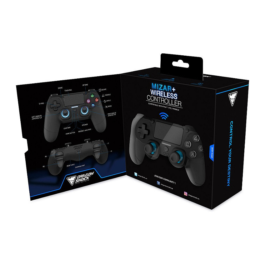 Kontroler DRAGONSHOCK Mizar+ (bežični, crni, PS4/PC)-7