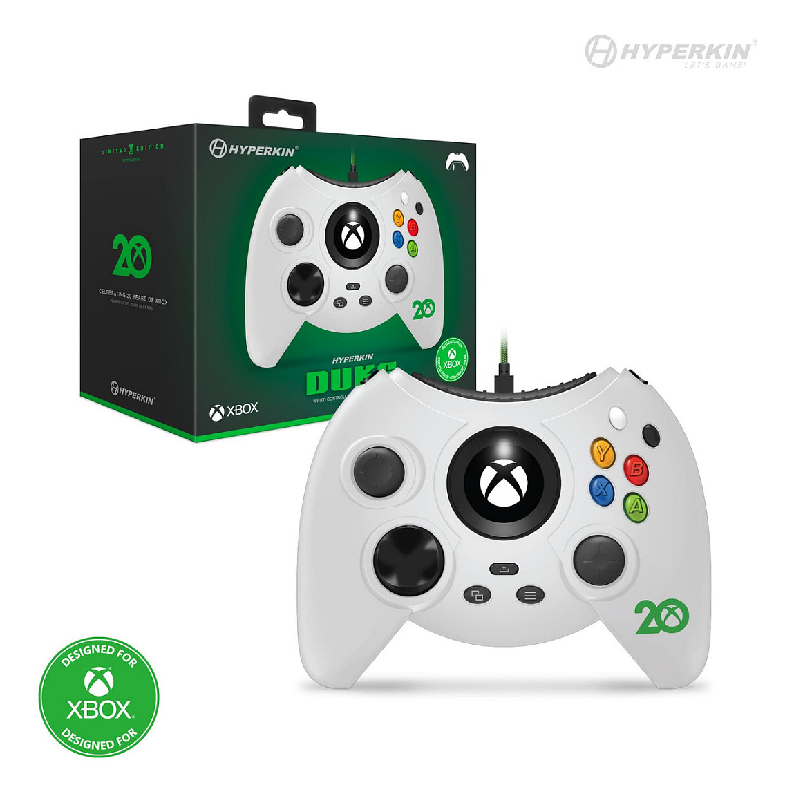 Kontroler HYPERKIN Duke (žični, bijeli, za Xbox)-1