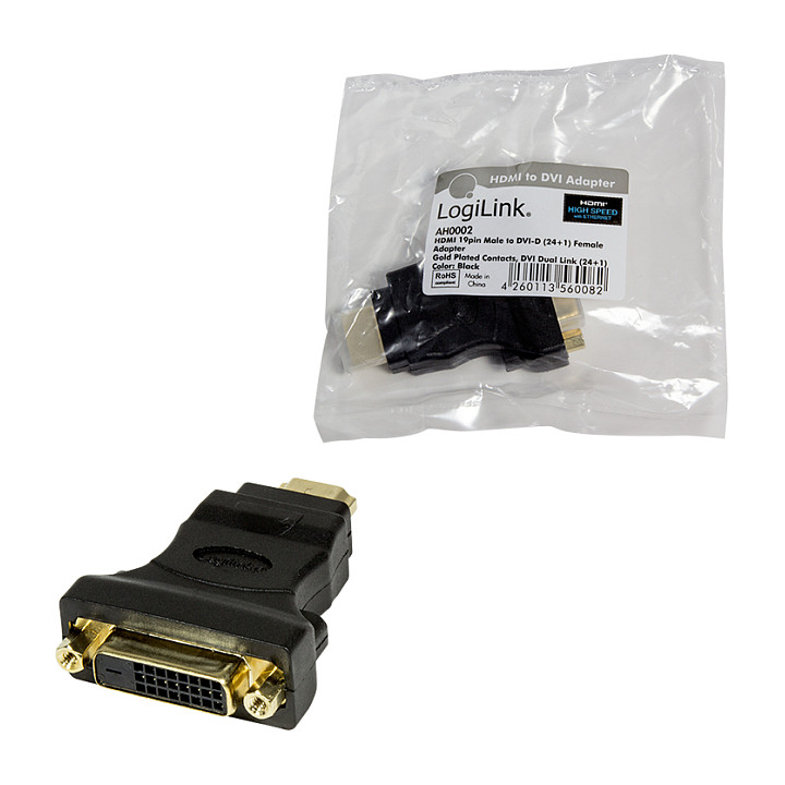 Adapter LOGILINK HDMI na DVI-D (HDMI muški na DVI-D ženski, pozlaćeni)-2