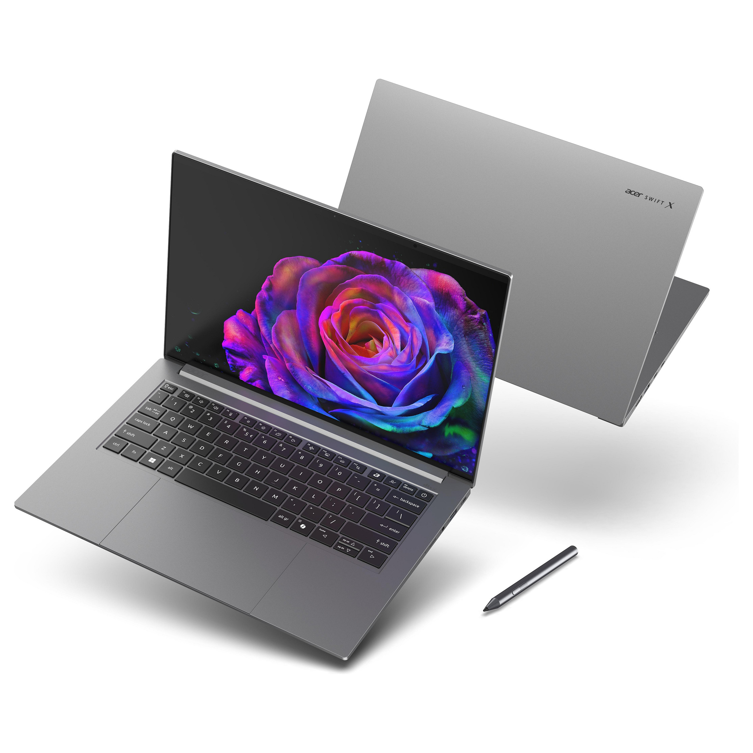 Laptop ACER Swift X 14 OLED SFX14-73G-79BJ (14,5", 2.8K OLED, Intel Core Ultra 7 255H, 32GB, 1TB SSD, GeForce RTX 5060 8GB, Windows 11 Home) sivi – internacionalna non HR tipkovnica-3