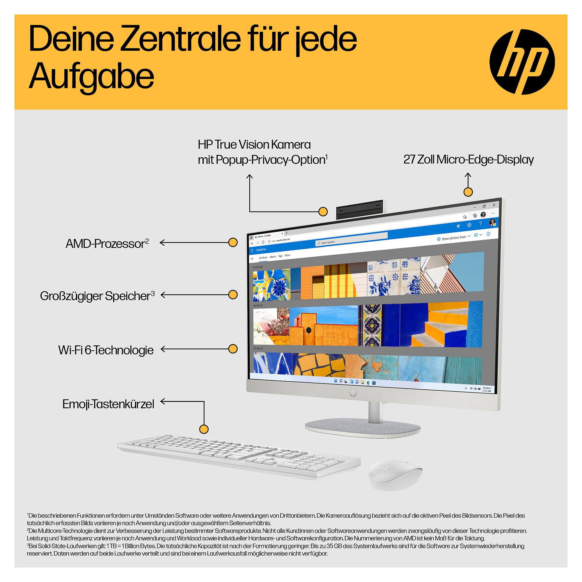 All-in-One računalo HP 27-cr0471ng (27" FHD, Ryzen 7 7730U, 16GB RAM, 1TB SSD, Windows 11 Home, White)-4