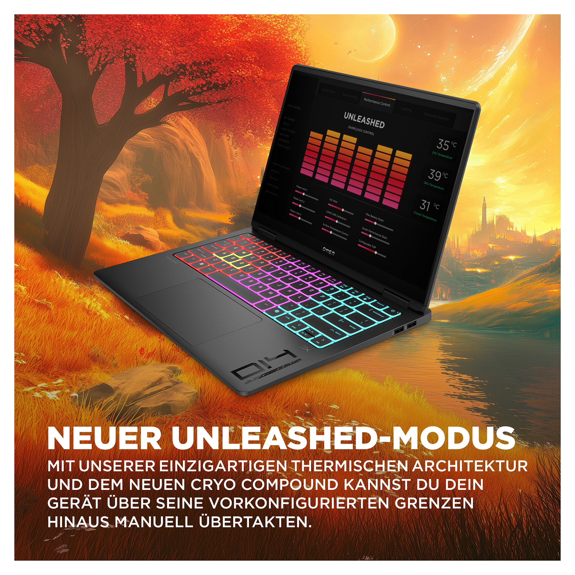 Laptop HP OMEN Transcend 14-fb1075ng (14", 3K OLED, Intel Core Ultra 7 255H, 32GB, 1TB SSD, GeForce RTX 5060, Windows 11) – internacionalna non HR tipkovnica-1