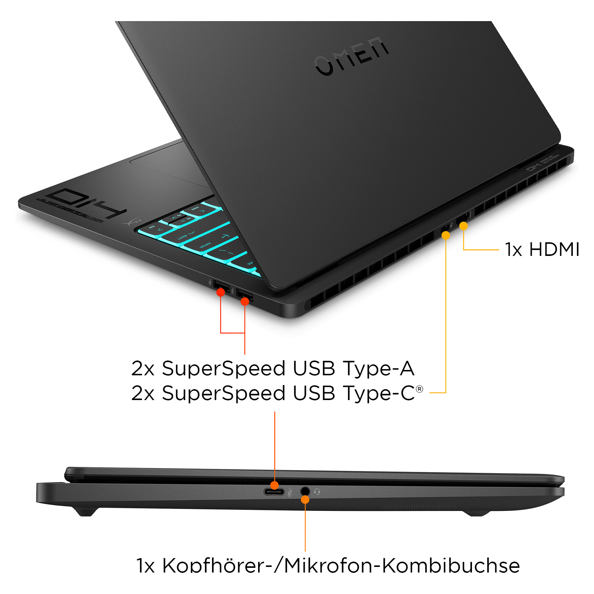 Laptop HP OMEN Transcend 14-fb1075ng (14", 3K OLED, Intel Core Ultra 7 255H, 32GB, 1TB SSD, GeForce RTX 5060, Windows 11) – internacionalna non HR tipkovnica-5