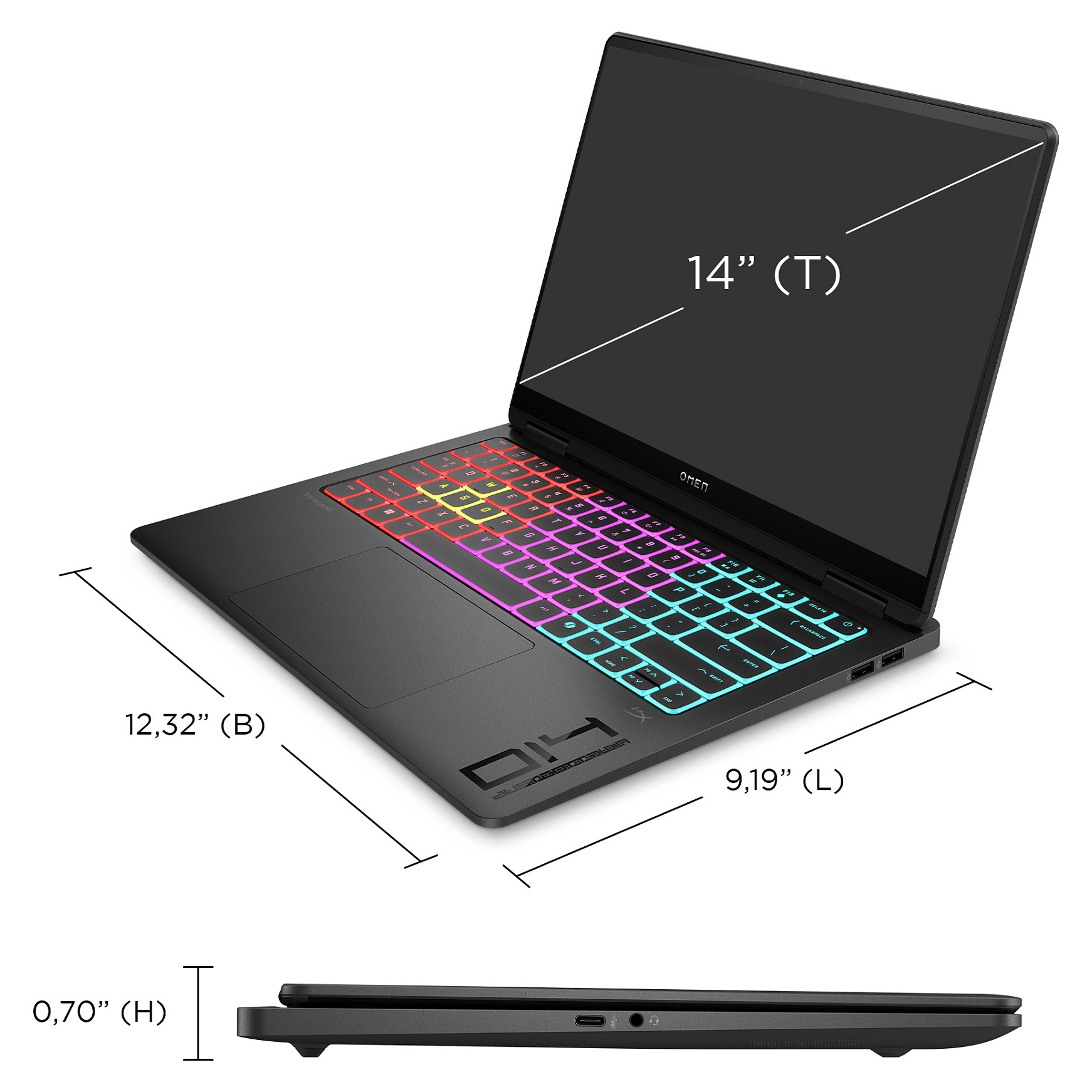 Laptop HP OMEN Transcend 14-fb1075ng (14", 3K OLED, Intel Core Ultra 7 255H, 32GB, 1TB SSD, GeForce RTX 5060, Windows 11) – internacionalna non HR tipkovnica-7