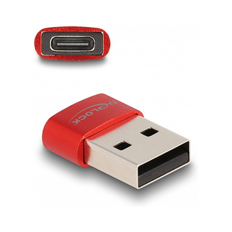 Adapter DELOCK USB 2.0 (USB-A muški na USB-C ženski), crveni-0