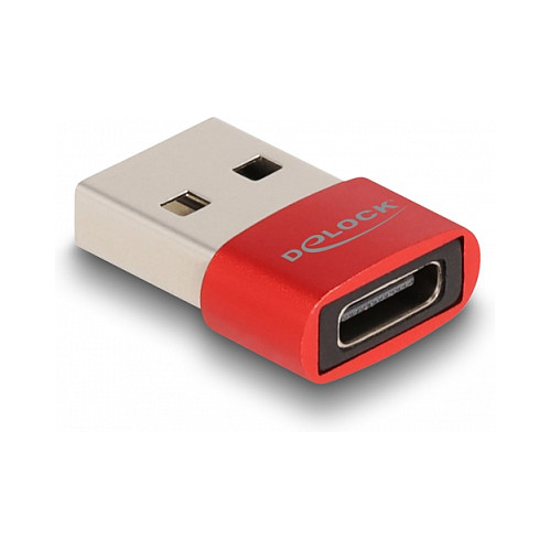 Adapter DELOCK USB 2.0 (USB-A muški na USB-C ženski), crveni-1