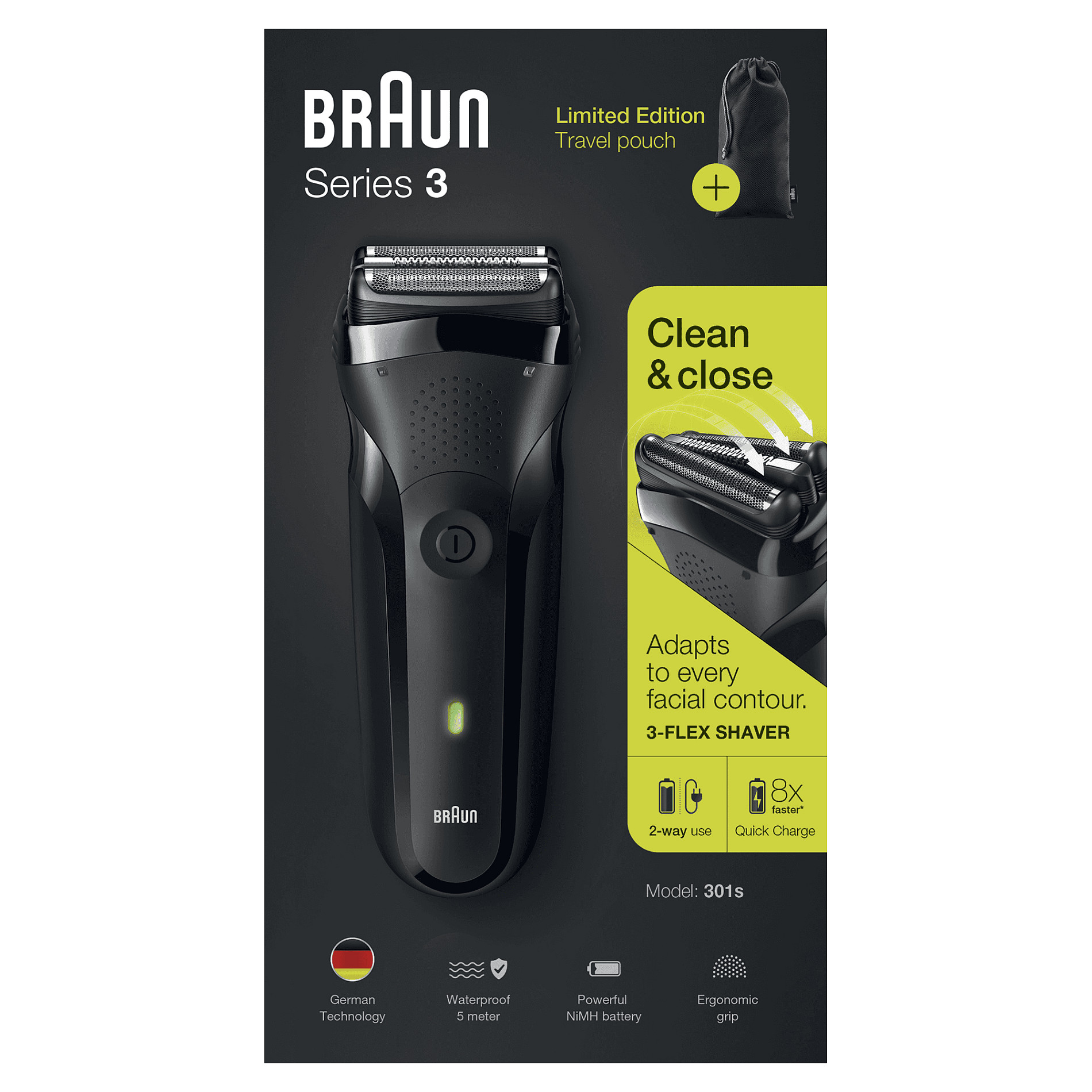 Brijaći aparat BRAUN Series 3 301s (3-Flex glava, periv pod vodom)-1