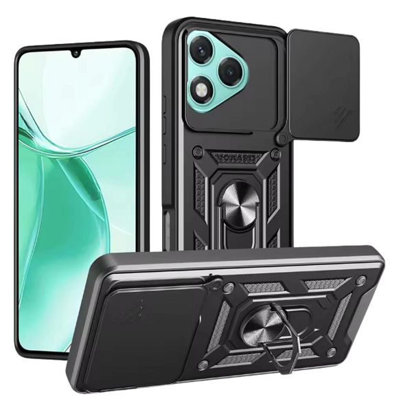 Maska HONOR X5 Plus (Anti-Shock, s prstenom, crna)