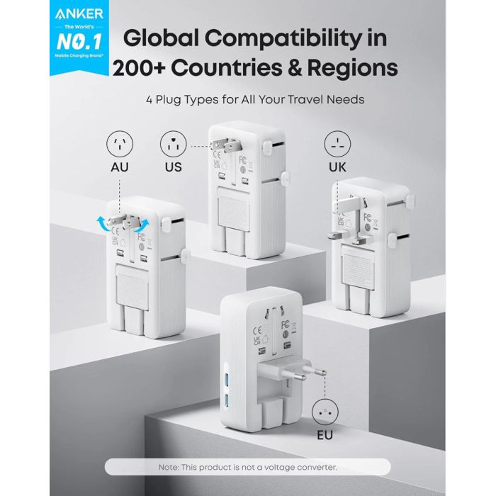 Putni adapter ANKER Nano Travel Adapter 5in1 (20W, bijeli)-1