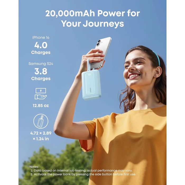 Prijenosna baterija ANKER Zolo Powerbank 20000 mAh, 45W s ugrađenim USB-C kabelom, crna-5