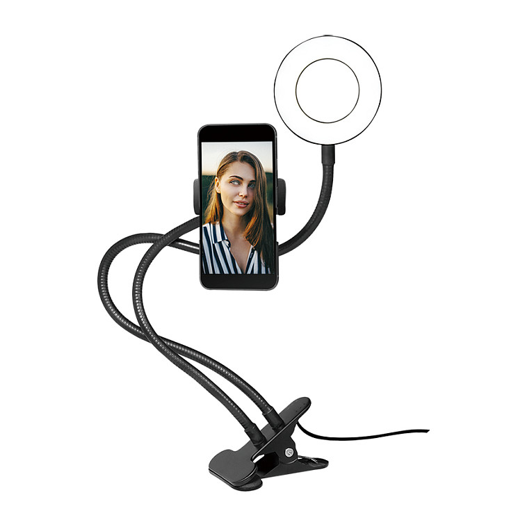 Držač za mobitel LOGILINK s Ring Light svjetlom (8.5cm)-1