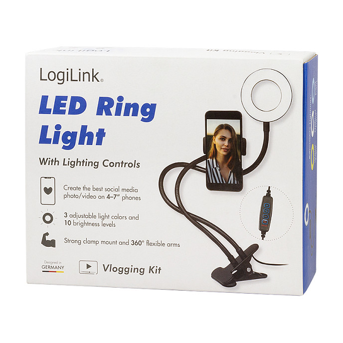 Držač za mobitel LOGILINK s Ring Light svjetlom (8.5cm)-7