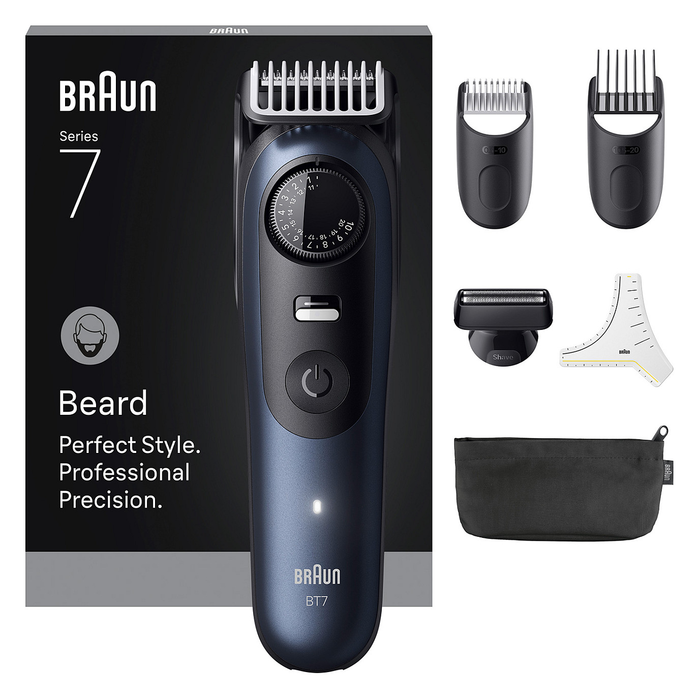 Trimer za bradu BRAUN Series 7 BT7520 (baterija/struja, tamno plava metalik, 6 nastavaka)