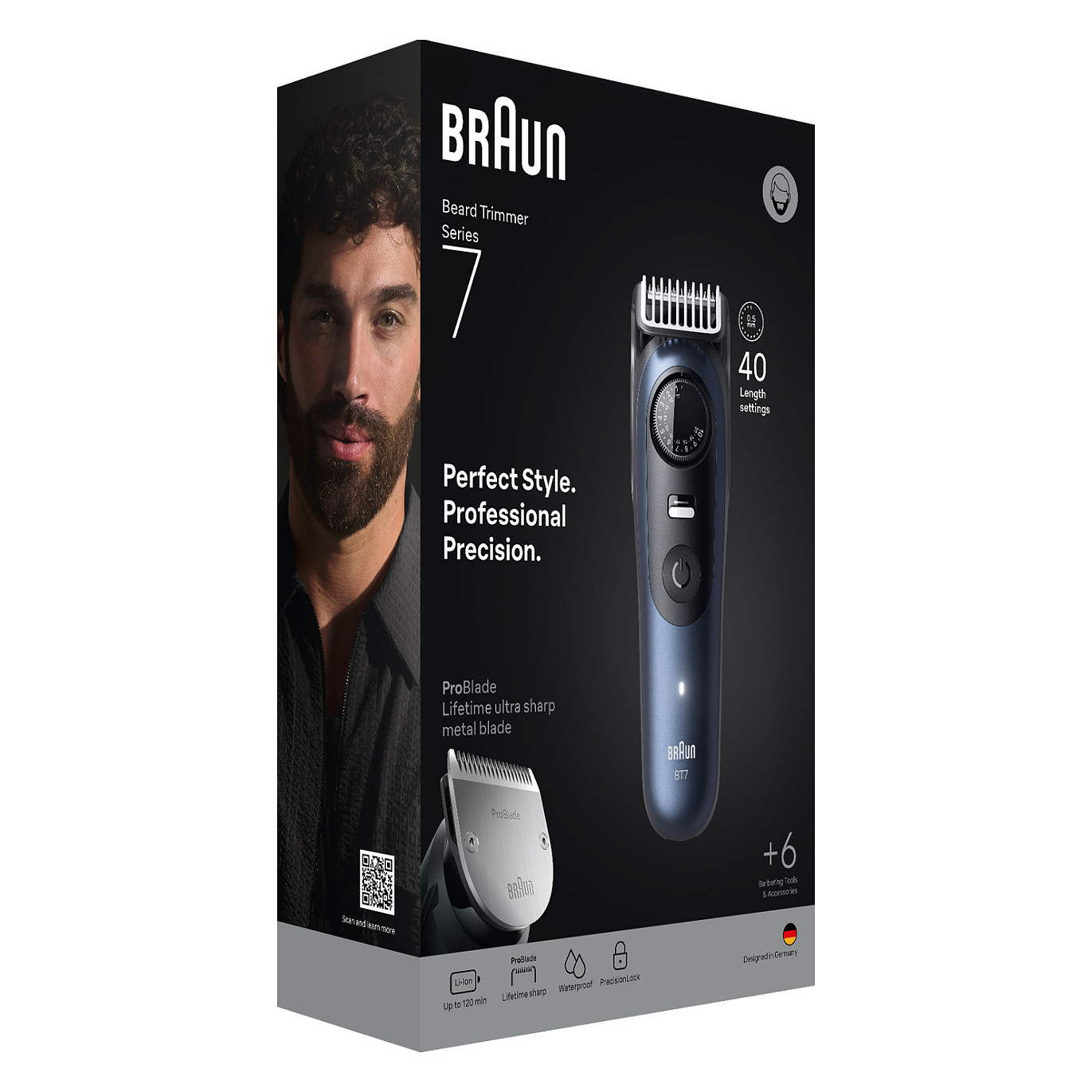Trimer za bradu BRAUN Series 7 BT7520 (baterija/struja, tamno plava metalik, 6 nastavaka)-6
