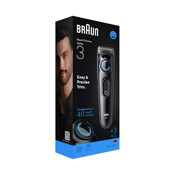 Trimer za bradu BRAUN Series 3 BT3520 (baterijsko/mrežno napajanje, crno/plavi, 3 nastavka)-1