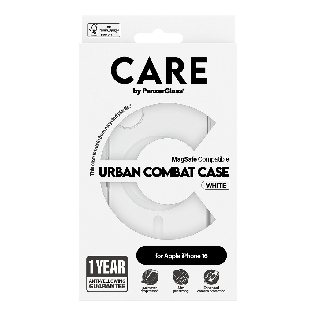 Maskica PANZERGLASS CARE Case Flagship White MagSAFE za iPhone 16-2