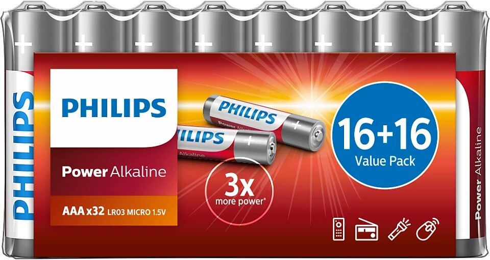 Baterije PHILIPS Power Alkaline AAA LR03 (32 komada)-0