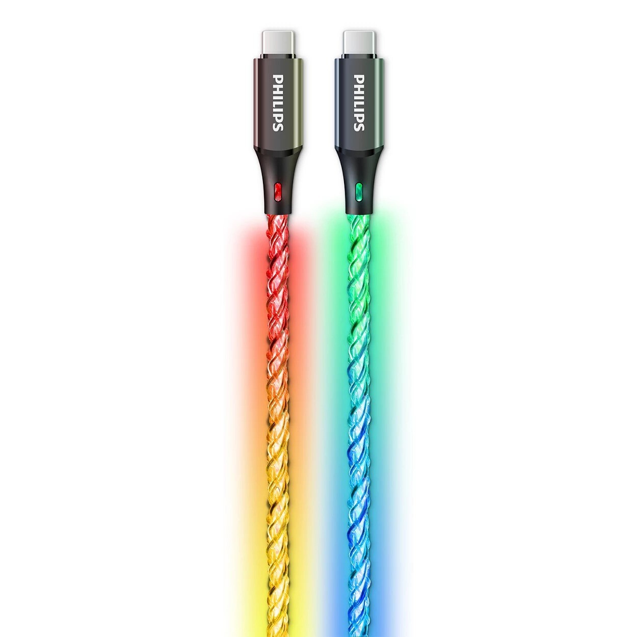 Kabel PHILIPS USB-C na USB-C party (1m, 3A, RGB)-0