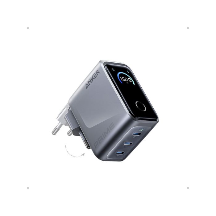 Mrežni punjač ANKER Prime (160W, 3x USB-C, GaN, pametni zaslon, crni)-0