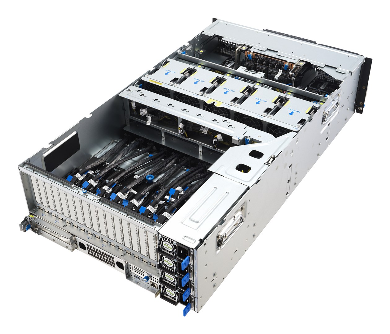 Rack serverska platforma ASUS ESC8000A-E13X (4U, AMD EPYC 9005, 8xNVMe, 2xM.2, 2x10GbE, 8xQSFP, IPMI, 3200W)-4