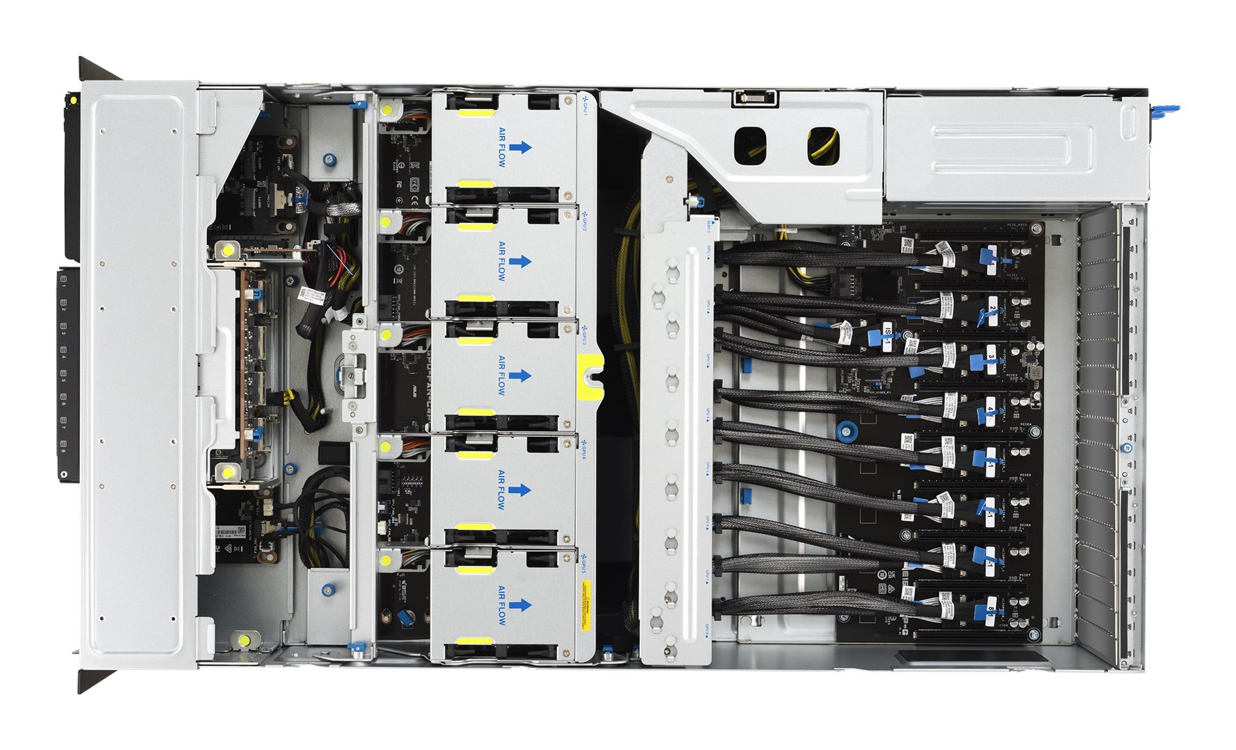 Rack serverska platforma ASUS ESC8000A-E13X (4U, AMD EPYC 9005, 8xNVMe, 2xM.2, 2x10GbE, 8xQSFP, IPMI, 3200W)-11