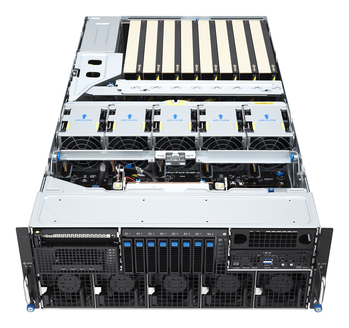 Rack serverska platforma ASUS ESC8000A-E13X (4U, AMD EPYC 9005, 8xNVMe, 2xM.2, 2x10GbE, 8xQSFP, IPMI, 3200W)-8