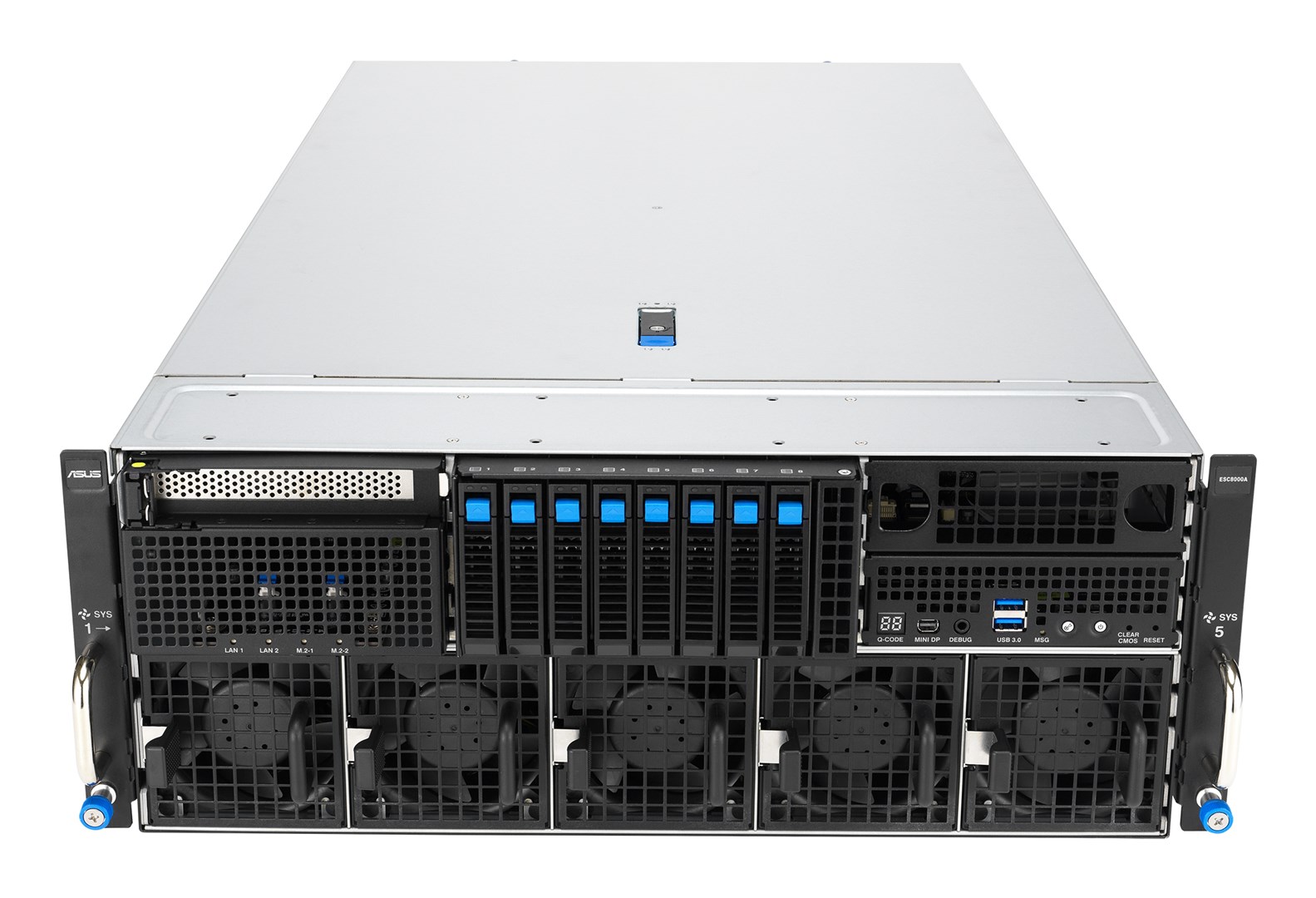 Rack serverska platforma ASUS ESC8000A-E13X (4U, AMD EPYC 9005, 8xNVMe, 2xM.2, 2x10GbE, 8xQSFP, IPMI, 3200W)-1