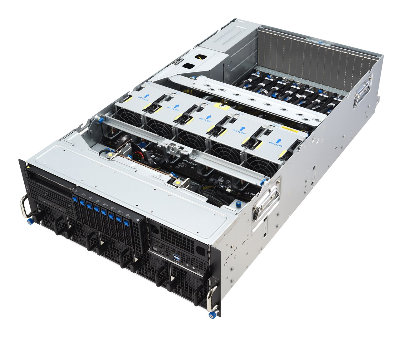 Rack serverska platforma ASUS ESC8000A-E13X (4U, AMD EPYC 9005, 8xNVMe, 2xM.2, 2x10GbE, 8xQSFP, IPMI, 3200W)-3