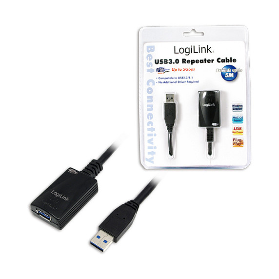 USB produžni kabel LOGILINK UA0127 (USB-A muški na USB-A ženski, USB 3.0, 5 m, crna boja)-1