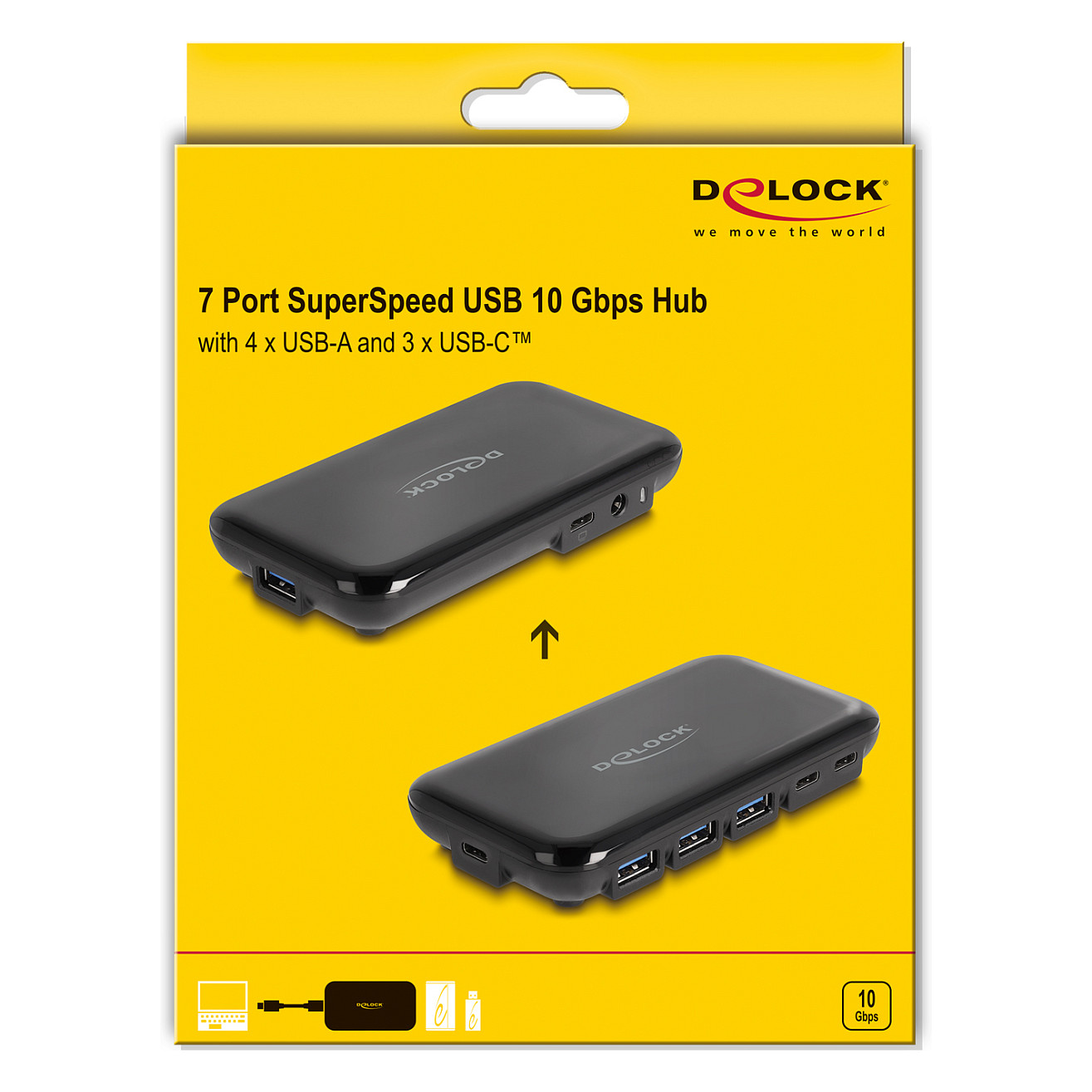 USB Hub DELOCK 7-portni (4x USB-A, 3x USB-C, USB 3.2 Gen 2, 10Gbps)-4