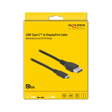Kabel DELOCK Bidirekcionalni USB-C na DisplayPort (8K 60Hz, DP Alt Mode, 1m)-1
