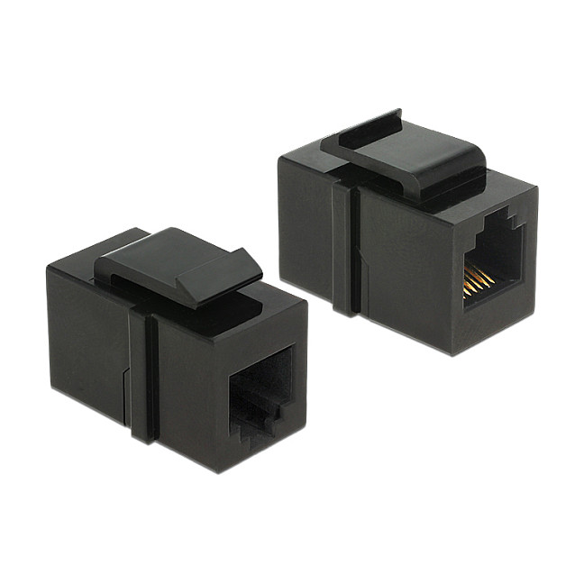 Keystone modul DELOCK 86390 (RJ12 ženski na RJ12 ženski, Cat.3, crni)