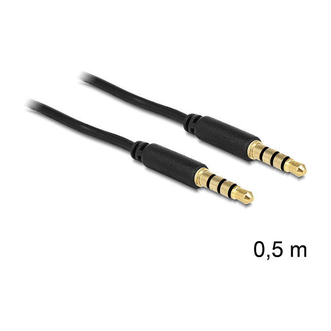 Audio kabel DELOCK 83434 (3.5mm 4-pinski, M/M, 0.5m, crni)-0