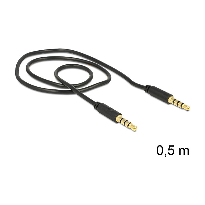 Audio kabel DELOCK 83434 (3.5mm 4-pinski, M/M, 0.5m, crni)-1