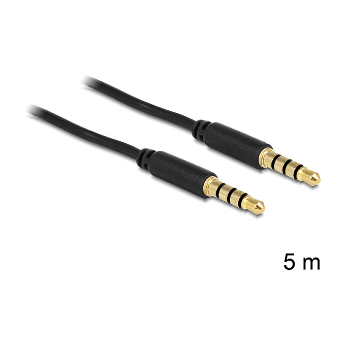 Audio kabel DELOCK 83438 (3.5mm 4-pin, 5m, crni)