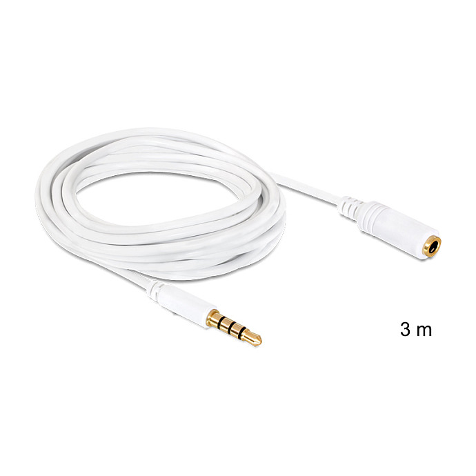 Audio produžni kabel DELOCK 84483 (3.5mm, 4-pinski, M/Ž, 3m, bijeli)-0