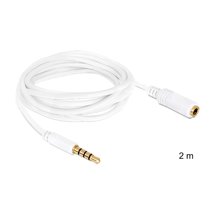 Audio produžni kabel DELOCK 84482 (3.5mm M/Ž, 4-pin, 2m, bijeli)