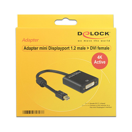 Adapter DELOCK mini DisplayPort 1.2 na DVI 24+5 (4K, aktivni, crni)-0