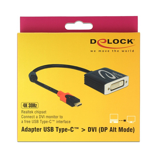 Adapter DELOCK USB-C na DVI (DP Alt Mode, 4K 30Hz)