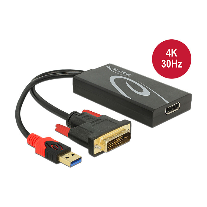 Adapter DELOCK 62596 (DVI-D (M) na DisplayPort 1.2 (Ž), 4K 30Hz, crni)-0