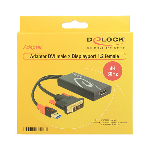 Adapter DELOCK 62596 (DVI-D (M) na DisplayPort 1.2 (Ž), 4K 30Hz, crni)-1