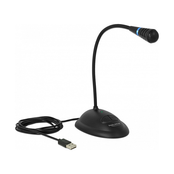 Stolni USB Mikrofon DELOCK Gooseneck (s postoljem i Mute tipkom)-0