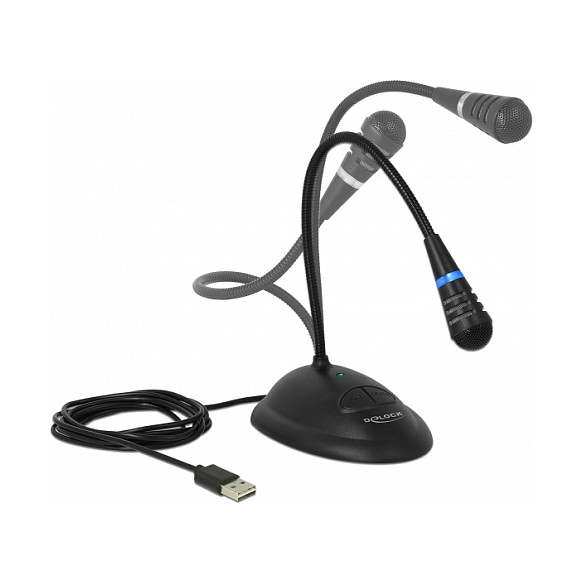 Stolni USB Mikrofon DELOCK Gooseneck (s postoljem i Mute tipkom)-2