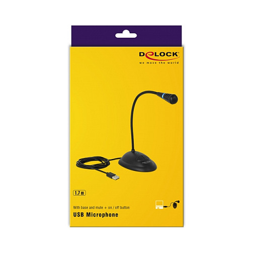 Stolni USB Mikrofon DELOCK Gooseneck (s postoljem i Mute tipkom)-3