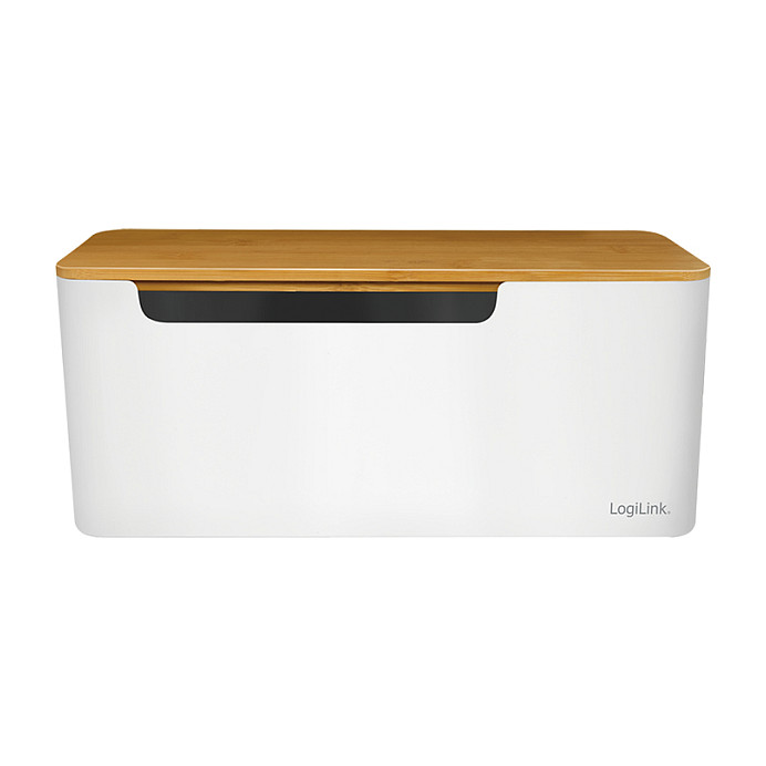 Kutija za kablove LOGILINK Management Cable Box (bambus poklopac, 320x140x130mm, bijela)-1